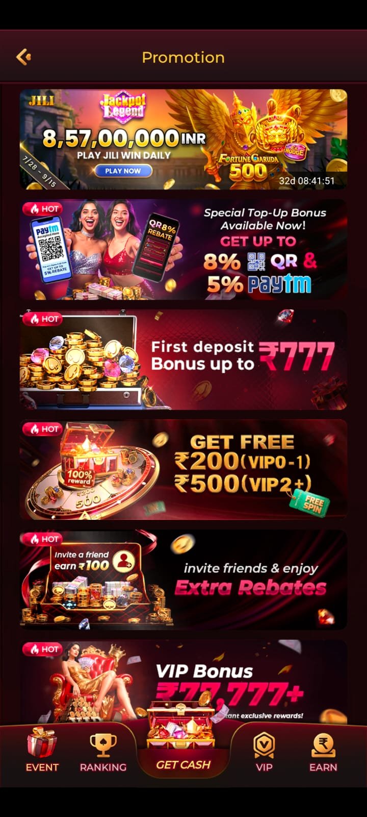 RajSpin Game APK download page for Android users